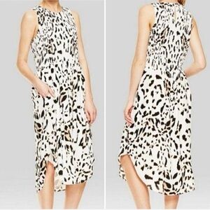 Vince Camuto Black and White Animal Print Midi Dress S